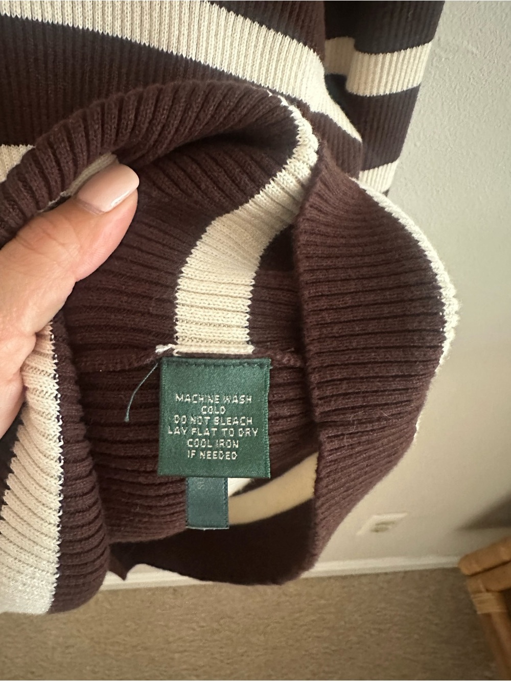 Vintage Lauren Ralph Lauren brown striped mock neck sweater - Picture 5 of 7